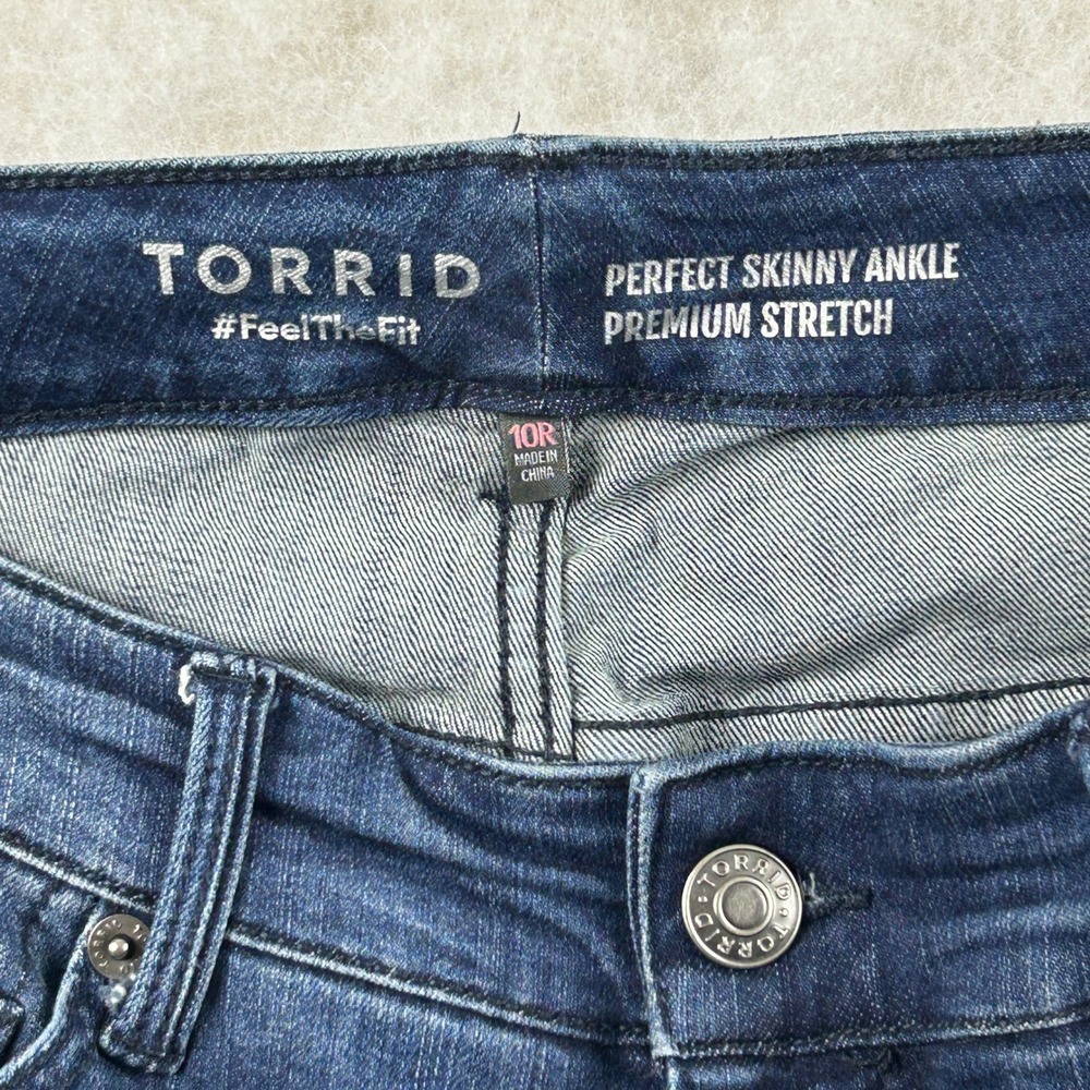 Torrid Jeans Women‎ 10R Perfect Skinny Ankle Mid Rise Premium Stretch Dark Wash - Picture 12 of 15